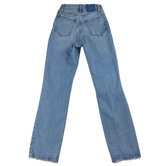 Abercrombie A+F Jeans 90s Straight Curve Love sz 25 Ultra High Rise Distressed 0 - Picture 2 of 11